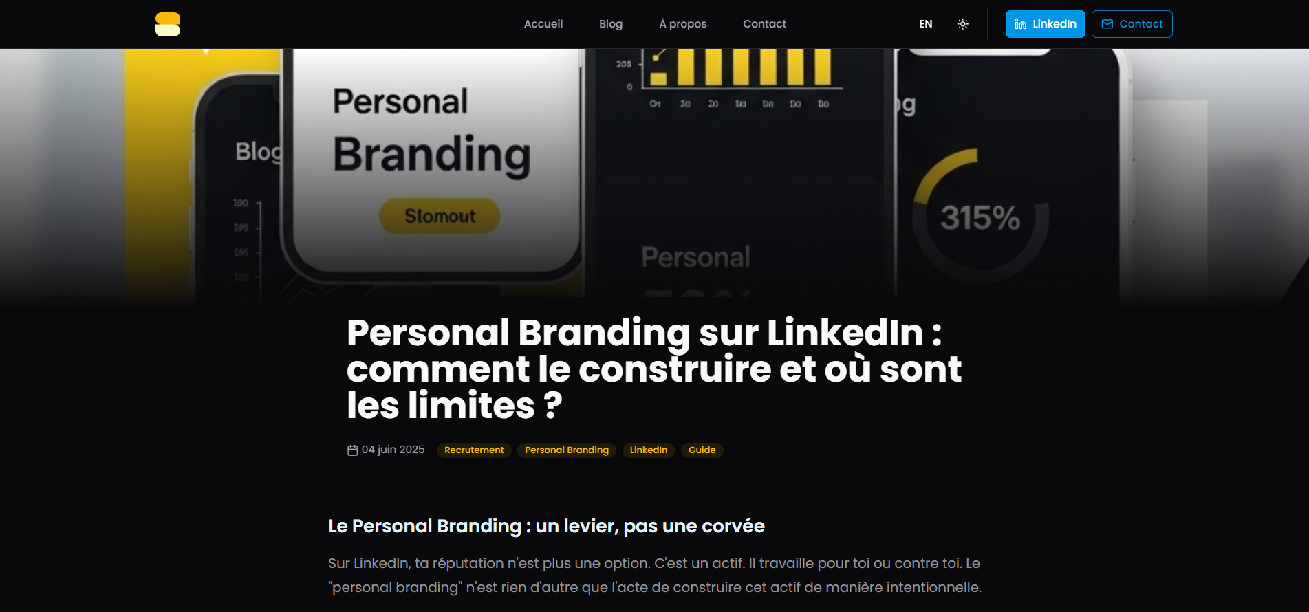 Article sur les limites du Personal Branding LinkedIn avec analytics et croissance de 315%